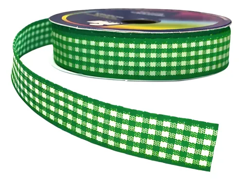 Fita Xadrez Verde 15mm – Rolo com 10 Metros