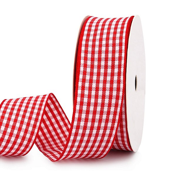 Fita Xadrez Vermelho 15mm – Rolo com 10 Metros