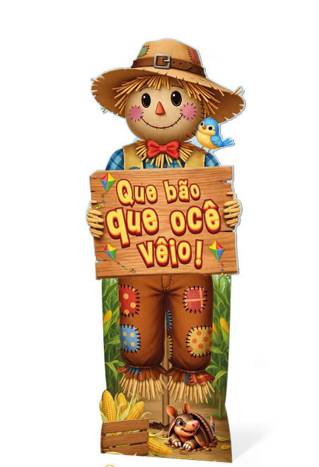 Totem Decorativo Espantalho 1,60m – Festa Junina 🎉🌽