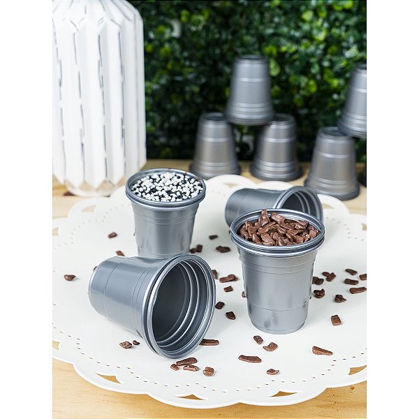 Copo para Docinho PS 60ml Prata – Copinho Descartável para Doces e Doses 20 Unidades