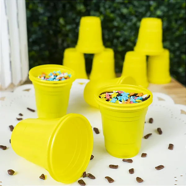 Copo para Docinho PS 60ml Amarelo – Copinho Descartável para Doces e Doses 20 Unidades