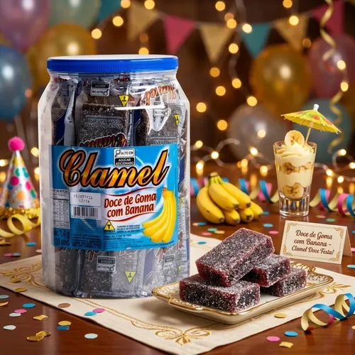 Pote de Doce Goma com Banana 1,2kg (20 Unidades) – Sabor Tradicional Clamel