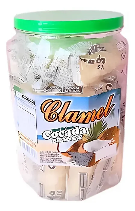 Pote de Cocada Branca 1,02kg (20 Unidades) – Sabor Tradicional Clamel