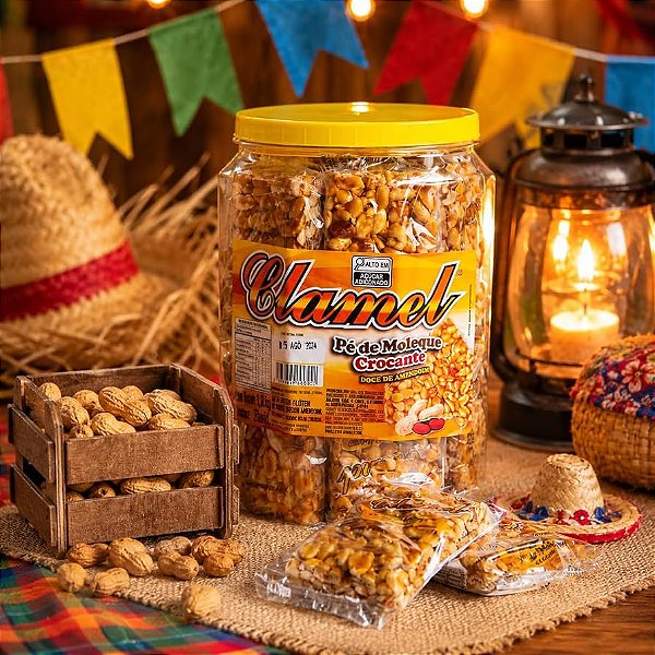 Pote Pé de Moleque Crocante 1,02kg (20 Unidades) – Sabor Tradicional Clamel
