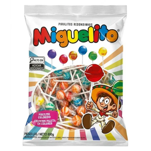 Pirulito Redondinhos Miguelito Colorido – Pacote 600g