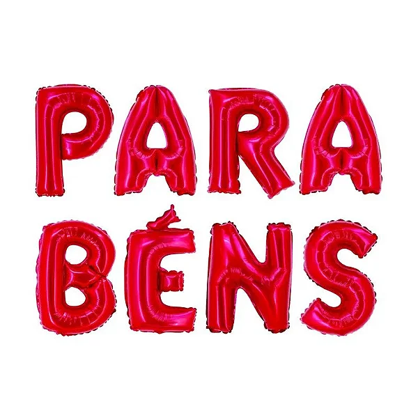 Balão Metalizado com Canudo 16" Parabéns Vermelho