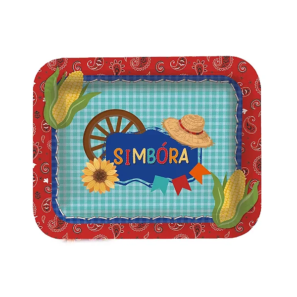Bandeja Laminada Festa Junina Passeio na Roça 40,5x33,5cm