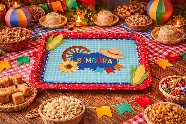 Bandeja Laminada Festa Junina Passeio na Roça 40,5x33,5cm