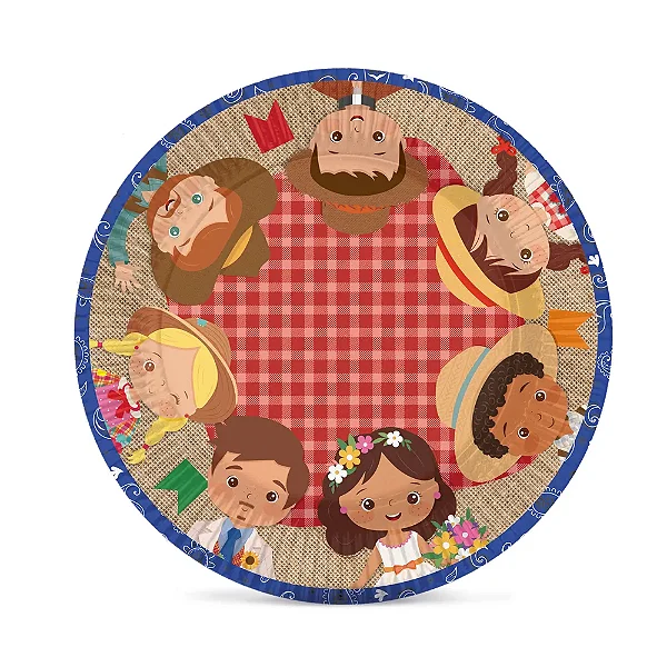 Prato Laminado Festa Junina Passeio na Roça Nº6 31,5cm