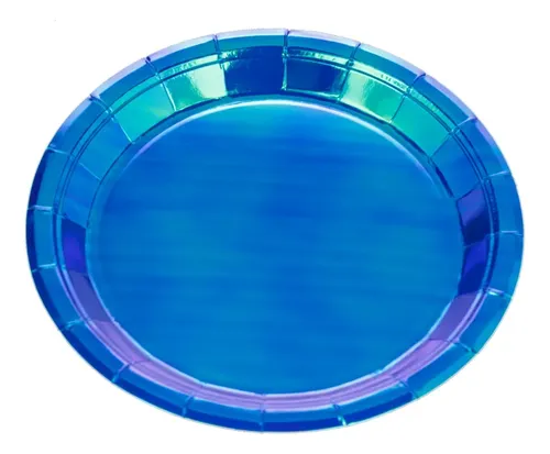 Prato de Papel Furta-Cor Azul 18cm – 10 Unidades