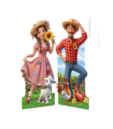 Totem de Mesa Casal Caipira 24cm – 6 Peças (3 Rapazes e 3 Moças)