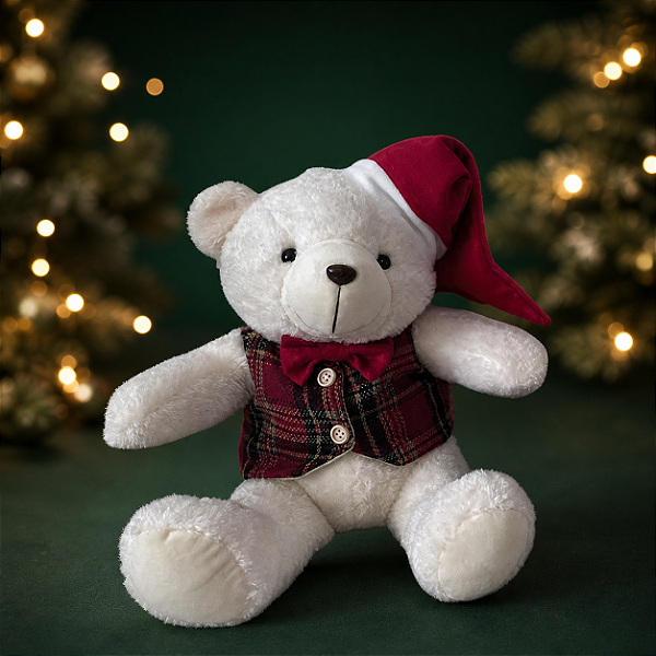 Urso Xadrez Natalino 30cm