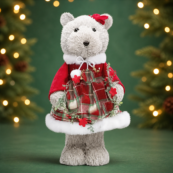 Ursa Natalino em Pé 36cm – Enfeite Decorativo de Natal
