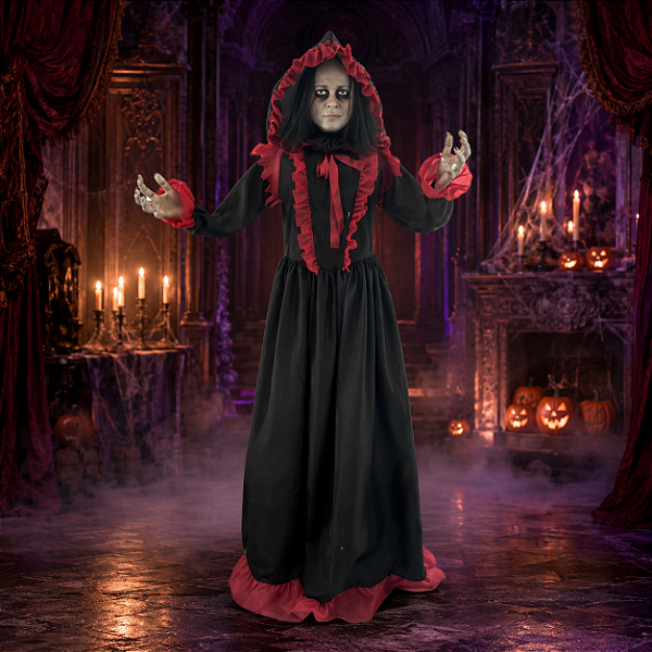 Boneca Sombria Halloween Animada 1,68 Metros Som Luz Movimento