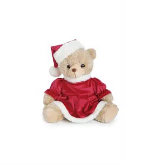 Ursa de Natal Sentada com Cachecol e Gorro 35cm