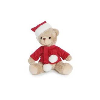 Urso de Natal Sentado com Cachecol e Gorro 35cm