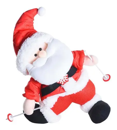 Enfeite Papai Noel Esquiando Natalino Decorativo 36cm