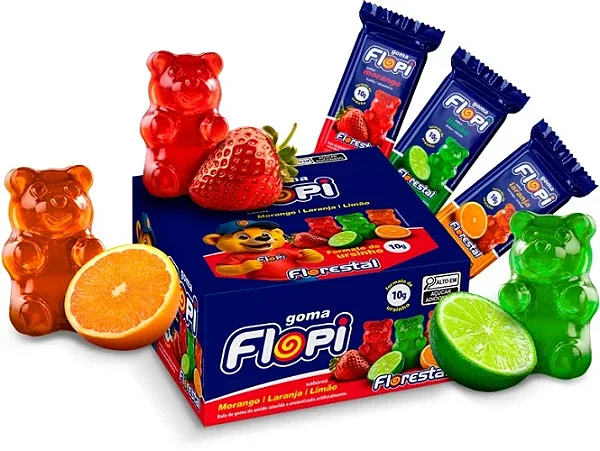 Bala de Goma Flopi Ursinho Sortida 250g – Florestal
