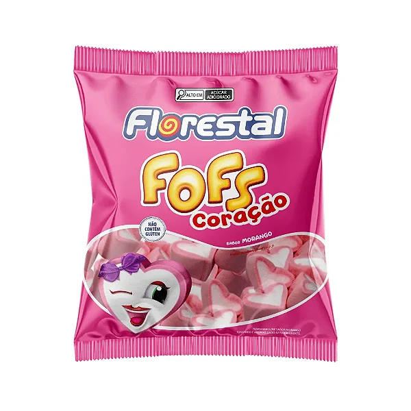 Marshmallow Fofs Coração Morango 220g - Florestal