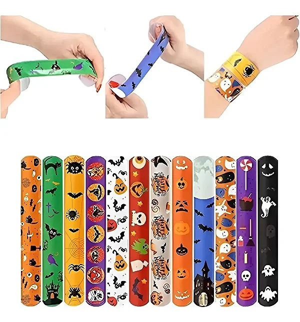 Kit com 24 Pulseiras Bate-Enrola Halloween