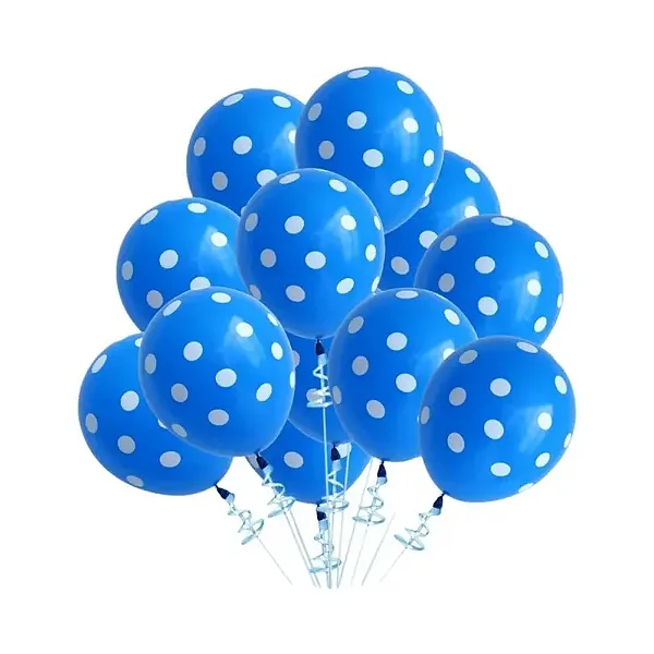 Balão de Látex Bolinha 10 Polegadas Azul com bolinhas Brancas – Pacote com 25 Unidades