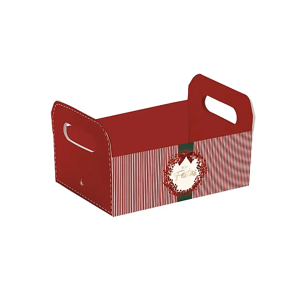 Caixote Natalino Papai Noel Berries - 25x19x10cm - 1 Unidade