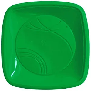 Prato Quadrado 21 cm - Verde - 10 Unidades