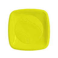 Prato Quadrado 21 cm - Amarelo - 10 Unidades