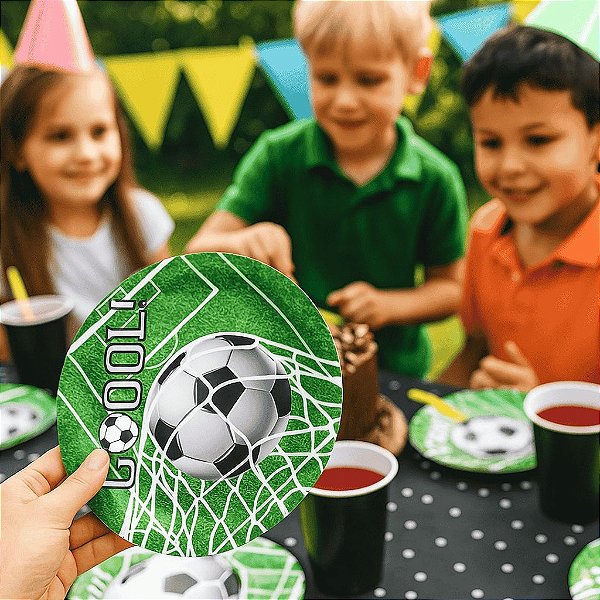 Prato de Papel Redondo Festa Futebol Goool 18cm - 10 Unidades