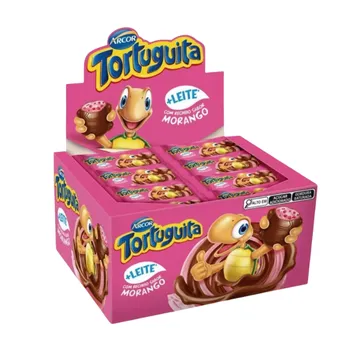 Chocolate Tortuguita Sabor Morango - Caixa 372g - 24 unidades
