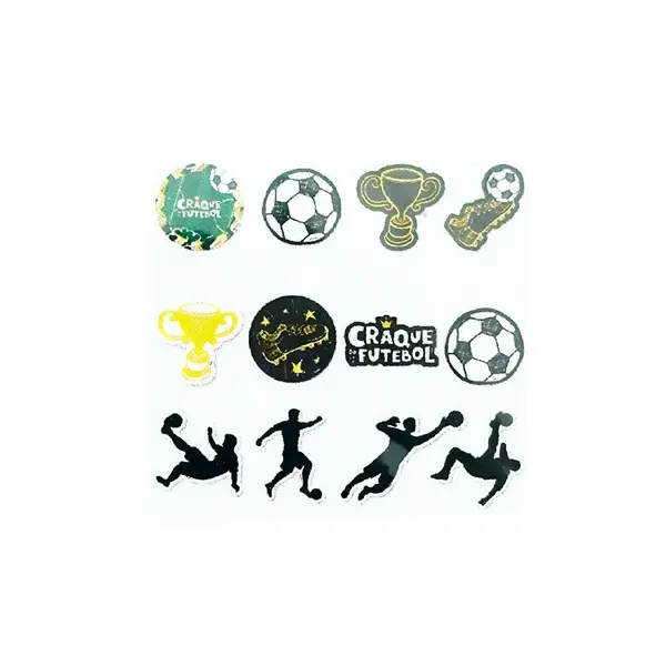 Mini Personagens Decorativos Futebol em Papel Cartão 7x6cm - 12 Unidades