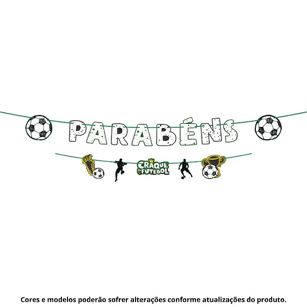 Faixa Parabéns Festa Futebol em Papel Cartão 1,25m