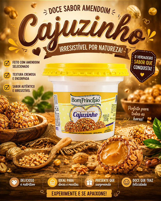Doce Amendoim Cajuzinho 350g Bom Principio