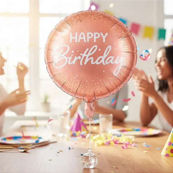 Balão Metalizado Happy Birthday 18 Pol 45cm - Flutua com Gás Hélio