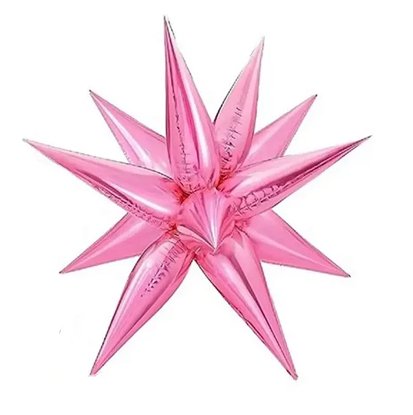 Balão Metalizado Sputnik Rosa 27” (70cm) – 13 Pontas Decorativo