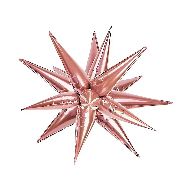 Balão Metalizado Sputnik Rose 27” (70cm) – 13 Pontas Decorativo