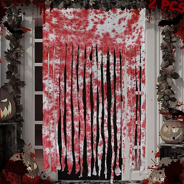 Cortina Decorativa para Porta Manchada de Sangue Halloween – 1,65 x 1m