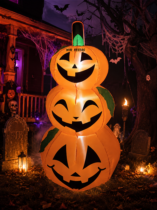 Inflável Halloween Trio de Abóboras com LED 1,80m