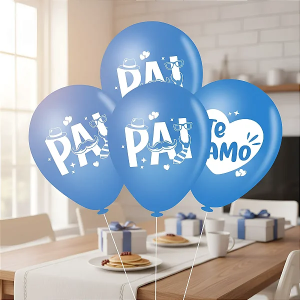 Balão Bexiga Dia dos Pais "Pai Te Amo" 8 Polegadas – Pacote com 20 Unidades