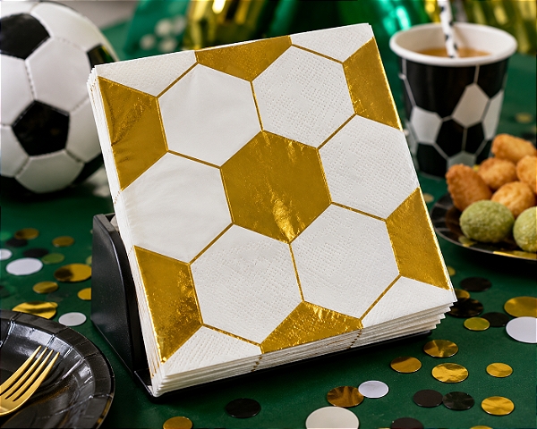 Guardanapo de Papel Folha Dupla Festa Futebol Dourado 33x33cm – 20 Unidades