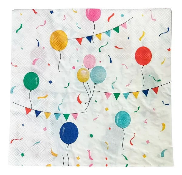 Guardanapo de Papel Folha Dupla Balão Mágico 33x33cm – 20 Unidades