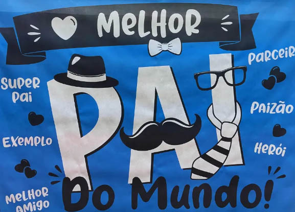 Painel em TNT Decoração Dia dos Pais "Melhor Pai do Mundo" 1,00 x 1,40m