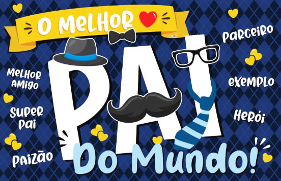 Painel em Tecido Decoração Dia dos Pais "Melhor Pai do Mundo" 85x55cm