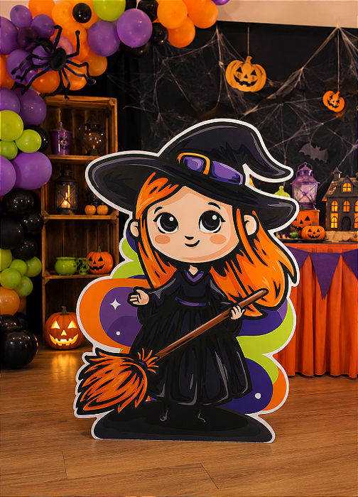 Totem Bruxinha Halloween Infantil em Papel Cartão Rígido – 96x69cm