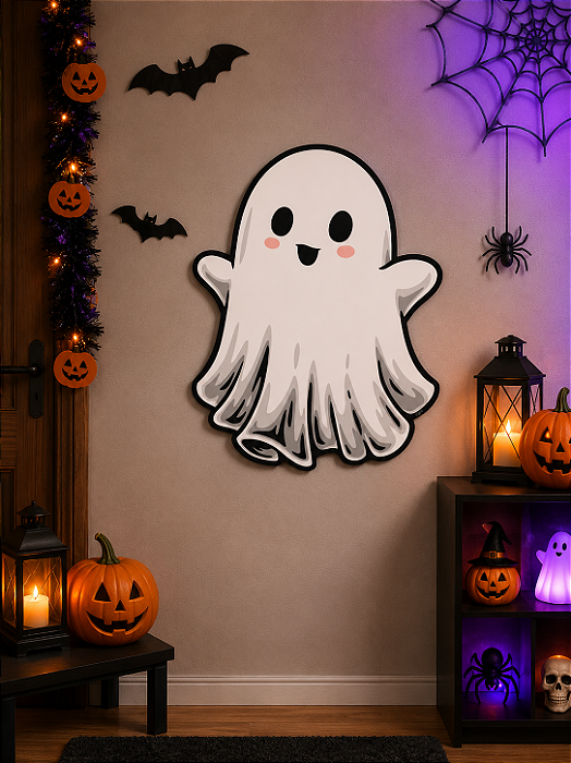 Personagem Decorativo Fantasminha Halloween Infantil 56x45cm – Papel Cartão
