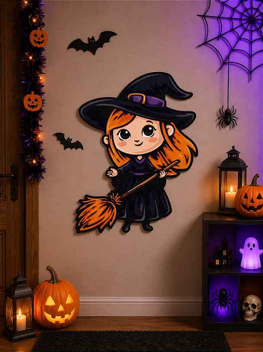 Personagem Decorativo Bruxinha Halloween Infantil 58x44cm – Papel Cartão