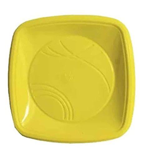 Prato Quadrado 15 cm - Amarelo - 10 Unidades