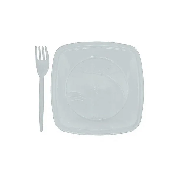 Kit Sobremesa Prato e Garfo Branco - 10 Unidades