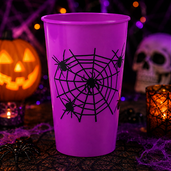 Copo Plástico Halloween 450ml - Cor Roxo