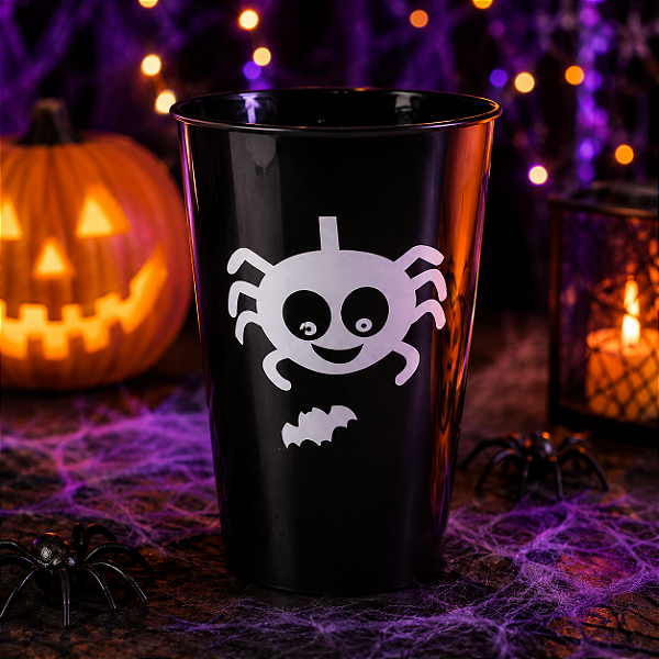 Copo Plástico Halloween 450ml - Cor Preto